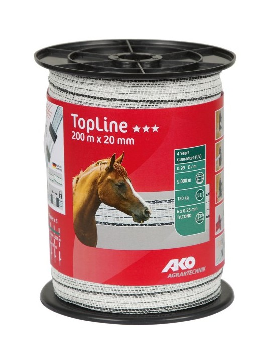 Ruban TopLine 20mm 200m blanc/noir