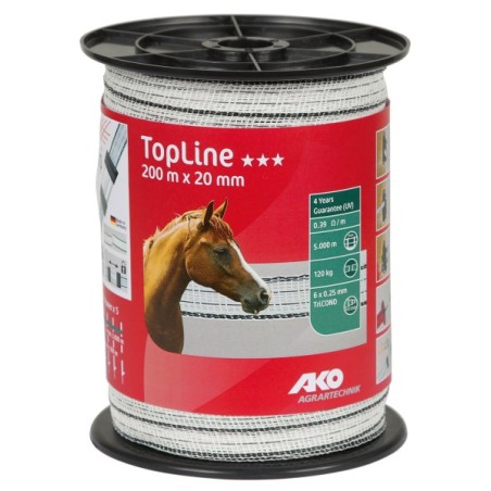 Ruban TopLine 20mm 200m blanc/noir